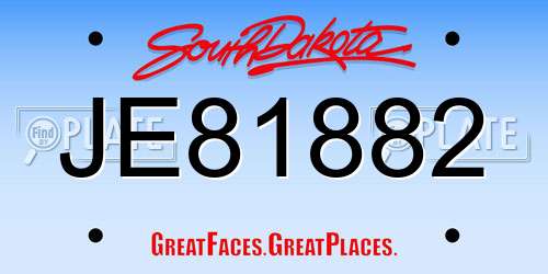JE81882 South Dakota License Plate