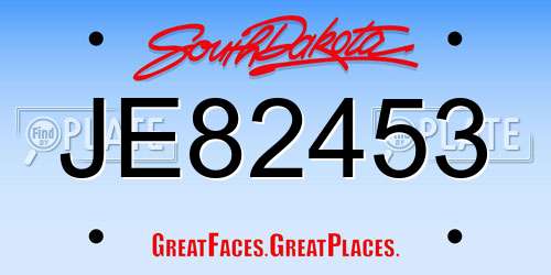 JE82453 South Dakota License Plate