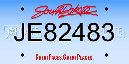 JE82483 South Dakota License Plate
