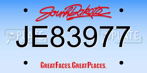 JE83977 South Dakota License Plate