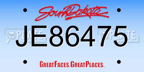 JE86475 South Dakota License Plate
