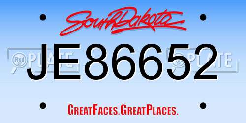 JE86652 South Dakota License Plate