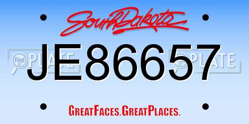 JE86657 South Dakota License Plate