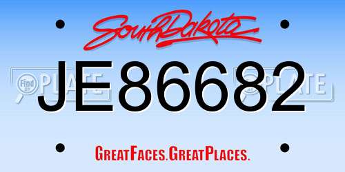 JE86682 South Dakota License Plate