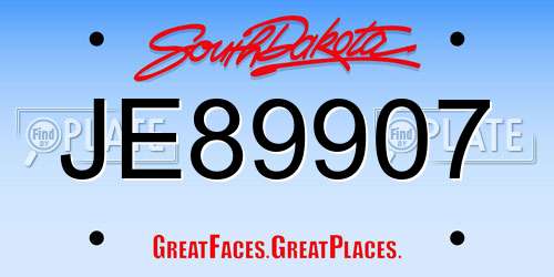 JE89907 South Dakota License Plate