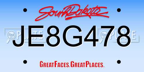 JE8G478 South Dakota License Plate