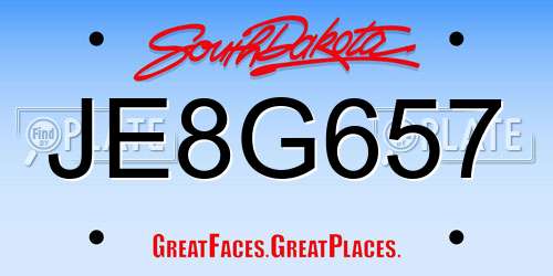 JE8G657 South Dakota License Plate