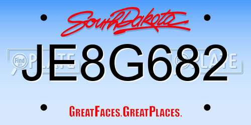 JE8G682 South Dakota License Plate