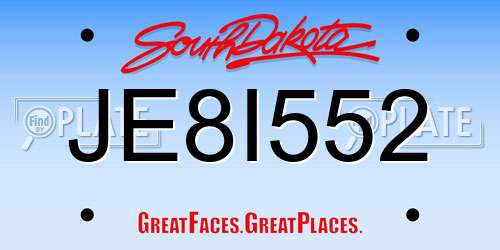 JE8I552 South Dakota License Plate