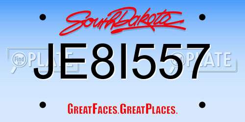JE8I557 South Dakota License Plate
