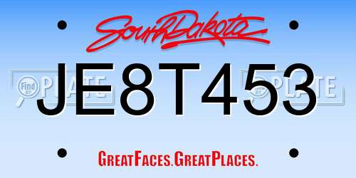 JE8T453 South Dakota License Plate