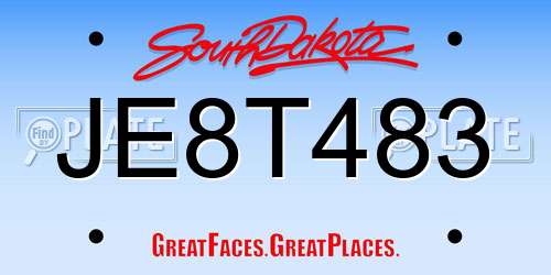 JE8T483 South Dakota License Plate