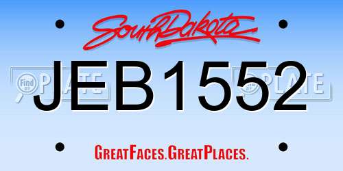 JEB1552 South Dakota License Plate