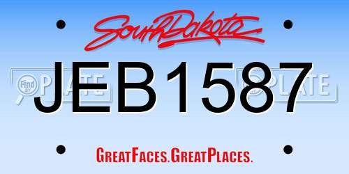 JEB1587 South Dakota License Plate