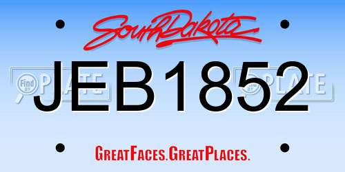 JEB1852 South Dakota License Plate