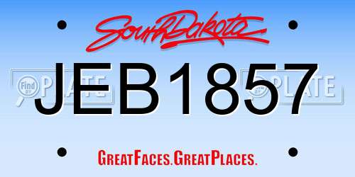 JEB1857 South Dakota License Plate