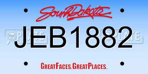 JEB1882 South Dakota License Plate