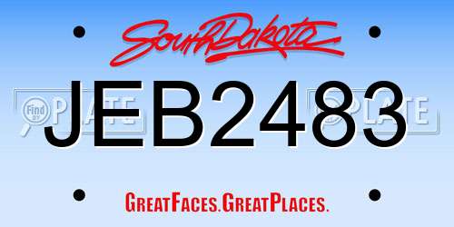 JEB2483 South Dakota License Plate