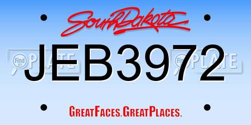 JEB3972 South Dakota License Plate