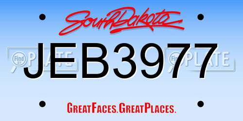 JEB3977 South Dakota License Plate