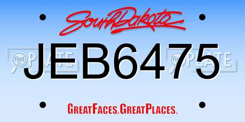 JEB6475 South Dakota License Plate