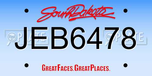 JEB6478 South Dakota License Plate