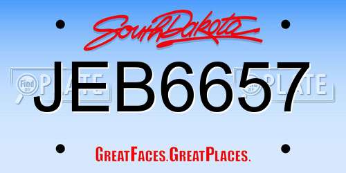 JEB6657 South Dakota License Plate