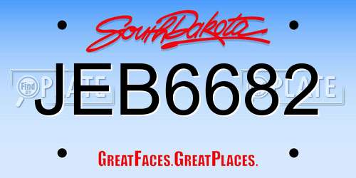 JEB6682 South Dakota License Plate