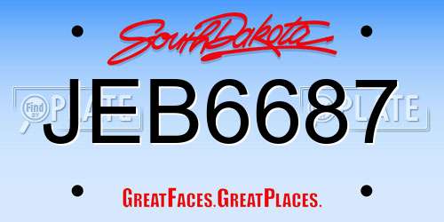 JEB6687 South Dakota License Plate