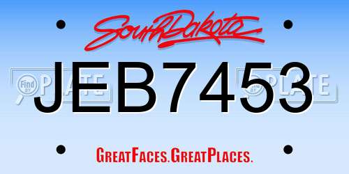 JEB7453 South Dakota License Plate