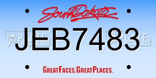 JEB7483 South Dakota License Plate