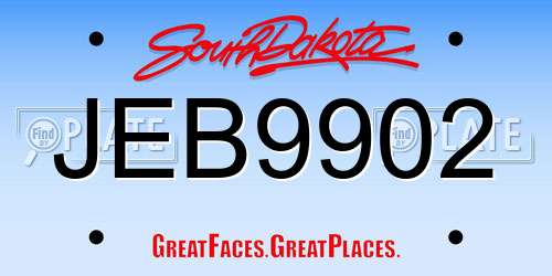 JEB9902 South Dakota License Plate
