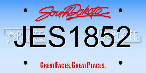 JES1852 South Dakota License Plate