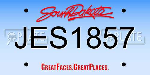 JES1857 South Dakota License Plate