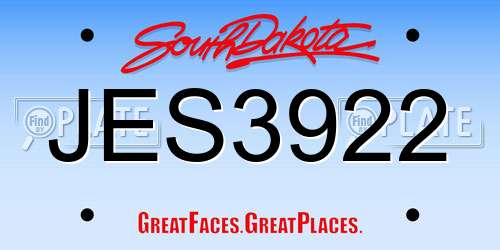 JES3922 South Dakota License Plate