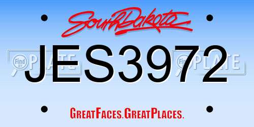 JES3972 South Dakota License Plate
