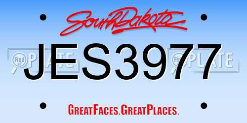 JES3977 South Dakota License Plate