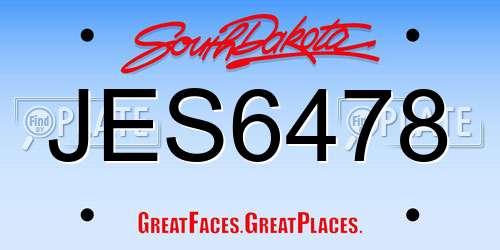 JES6478 South Dakota License Plate
