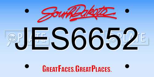 JES6652 South Dakota License Plate