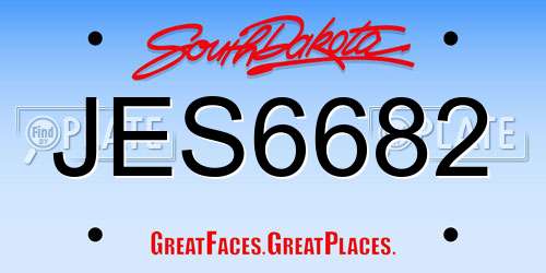 JES6682 South Dakota License Plate