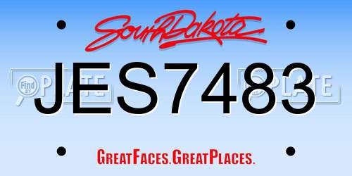 JES7483 South Dakota License Plate
