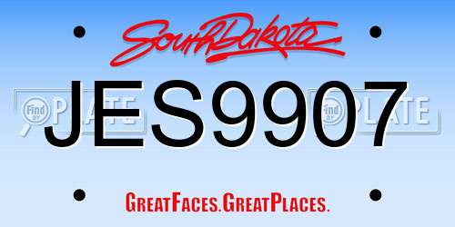 JES9907 South Dakota License Plate