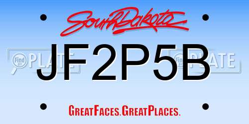 JF2P5B South Dakota License Plate