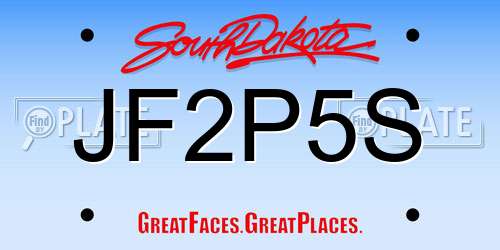 JF2P5S South Dakota License Plate