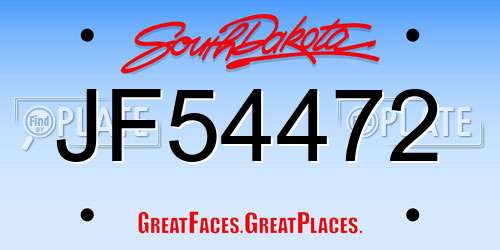 JF54472 South Dakota License Plate