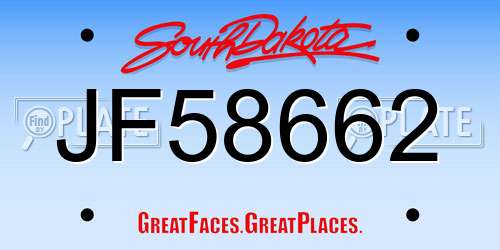 JF58662 South Dakota License Plate