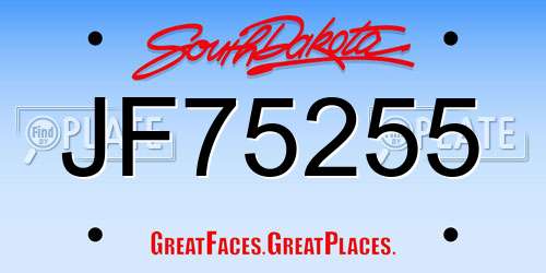 JF75255 South Dakota License Plate