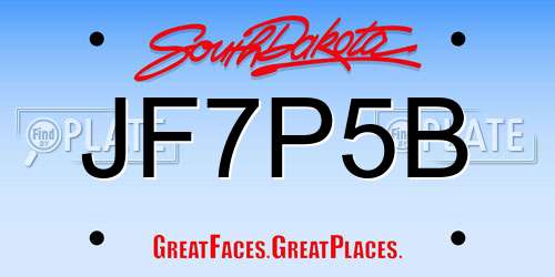JF7P5B South Dakota License Plate