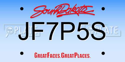 JF7P5S South Dakota License Plate