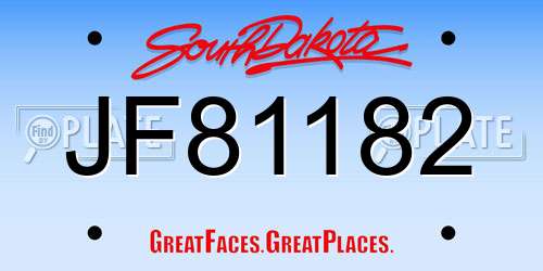JF81182 South Dakota License Plate